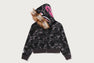 COLOR CAMO FUR SHARK CROPPED ZIP HOODIE