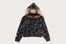COLOR CAMO FUR SHARK CROPPED ZIP HOODIE