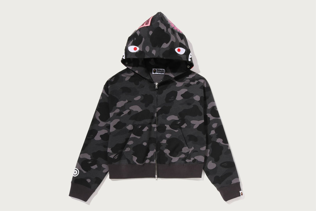 COLOR CAMO FUR SHARK CROPPED ZIP HOODIE | bape.com