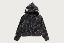 COLOR CAMO FUR SHARK CROPPED ZIP HOODIE