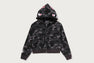 COLOR CAMO FUR SHARK CROPPED ZIP HOODIE