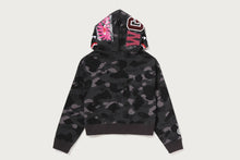 COLOR CAMO FUR SHARK CROPPED ZIP HOODIE