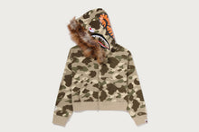 COLOR CAMO FUR SHARK CROPPED ZIP HOODIE
