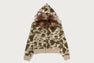 COLOR CAMO FUR SHARK CROPPED ZIP HOODIE