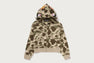 COLOR CAMO FUR SHARK CROPPED ZIP HOODIE
