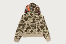 COLOR CAMO FUR SHARK CROPPED ZIP HOODIE