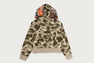 COLOR CAMO FUR SHARK CROPPED ZIP HOODIE