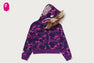 COLOR CAMO FUR SHARK CROPPED ZIP HOODIE