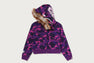 COLOR CAMO FUR SHARK CROPPED ZIP HOODIE