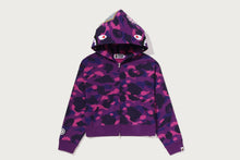 COLOR CAMO FUR SHARK CROPPED ZIP HOODIE