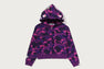 COLOR CAMO FUR SHARK CROPPED ZIP HOODIE