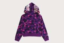 COLOR CAMO FUR SHARK CROPPED ZIP HOODIE