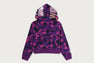 COLOR CAMO FUR SHARK CROPPED ZIP HOODIE