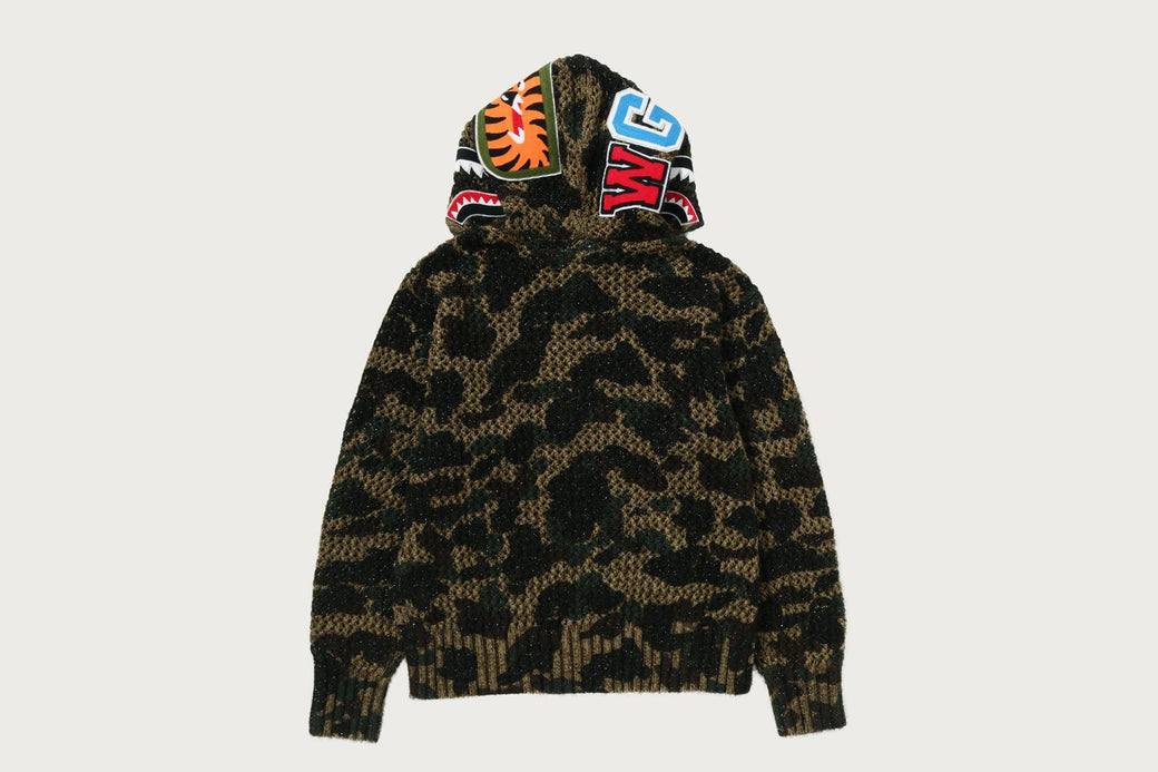 1ST CAMO CROCHET SHARK FULL ZIP HOODIE | bape.com