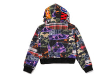 CRAZY PATCH BOXY CROPPED SHARK FULL ZIP HOODIE
