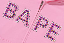 BAPE LOGO CRYSTAL STONES OVERSIZED ZIP HOODIE