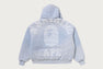 HEAVY WASHED INDIGO COLLEGE BOXY CROPPED QUILTED ZIP HOODIE