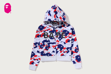 STA STRIKE CAMO LOGO CROPPED FULL ZIP HOODIE