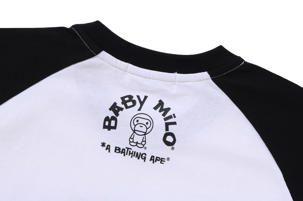 A BATHING APE × baby milo ラグランスリーブロンＴ 白黒