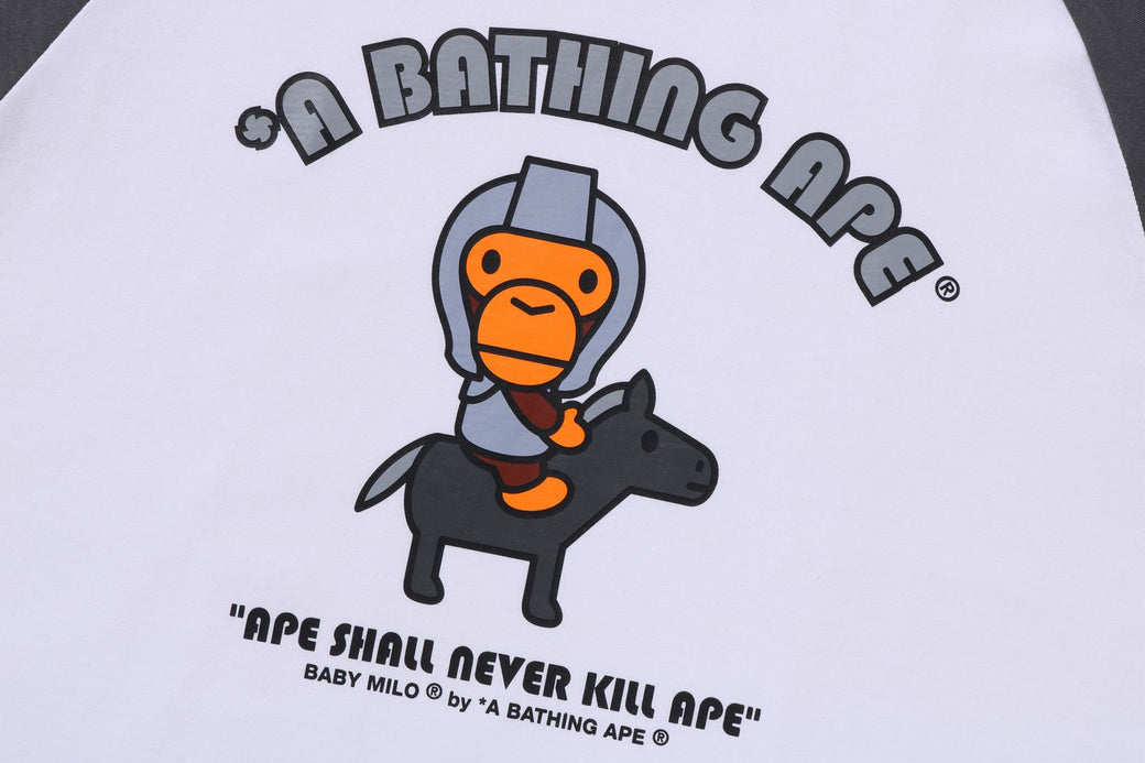 A BATHING APE × baby milo ラグランスリーブロンＴ 白黒