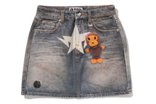 FAKE PRINT MULTI LOGO DENIM SKIRT