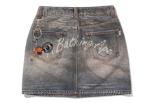 FAKE PRINT MULTI LOGO DENIM SKIRT