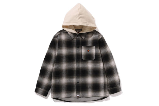 CHECK HOODED SHIRT JACKET