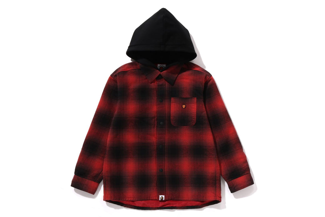 Red check hooded shirt online