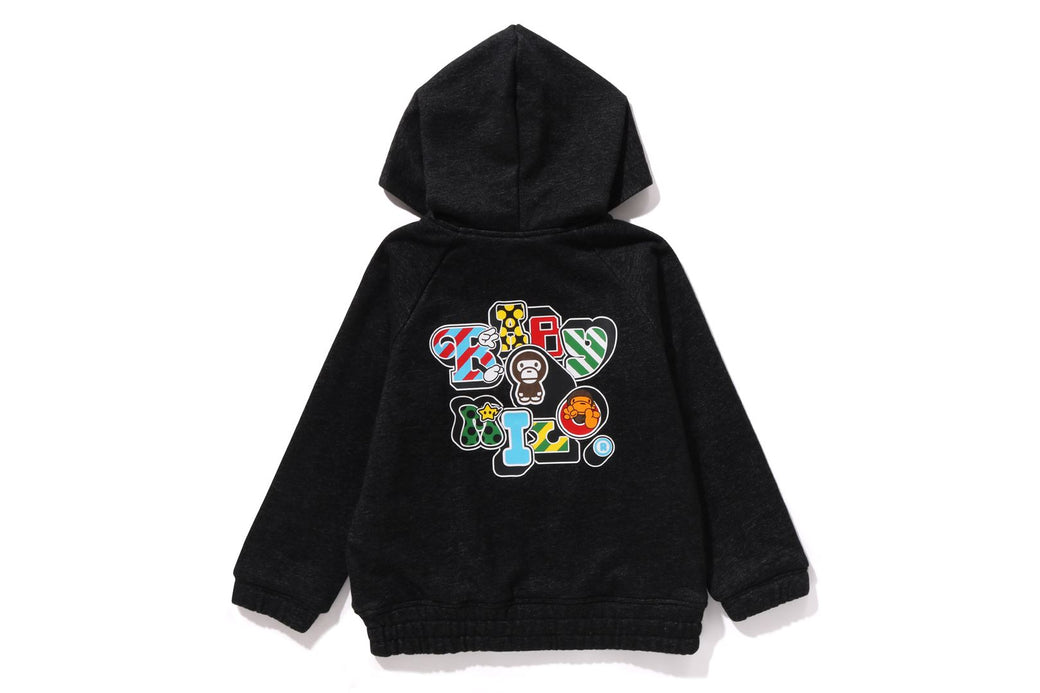 BABY MILO LETTERED PRINT HOODIE JACKET bape