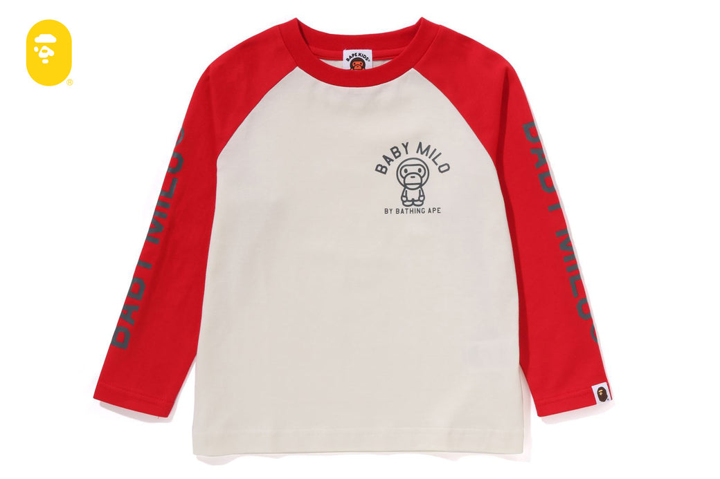 A BATHING APE baby milo ラグランスリーブロンＴ 白茶 L A BATHING APE baby milo ラグランスリーブロンT 白茶 Lセー