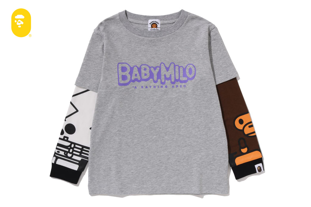 BABY MILO SKULL LAYERED SLEEVES LS TEE | bape.com