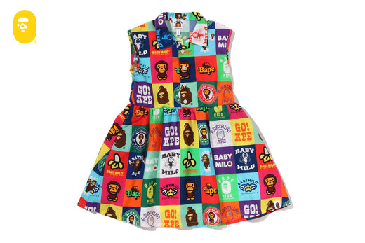 BABY MILO PATCHWORK OPEN COLLAR SHIRT DRESS