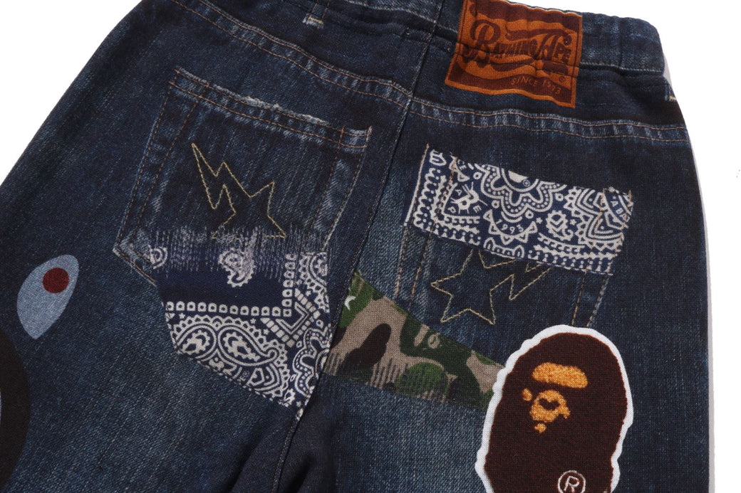 BABY MILO FRIENDS DENIM PRINT SWEAT PANTS | bape.com