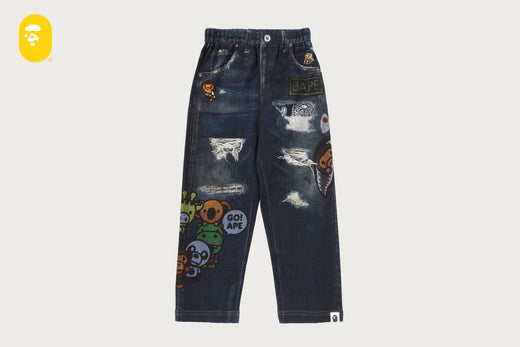 BABY MILO FRIENDS DENIM PRINT SWEAT PANTS