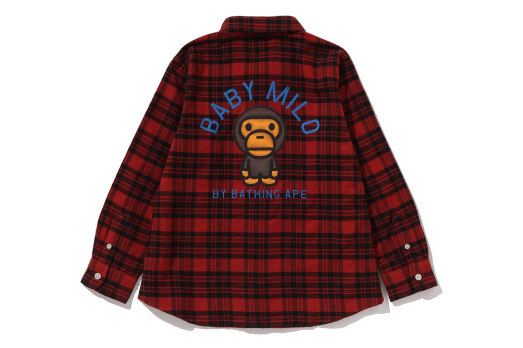 CHECK BABY MILO EMBROIDERY PRINT SHIRT | bape.com