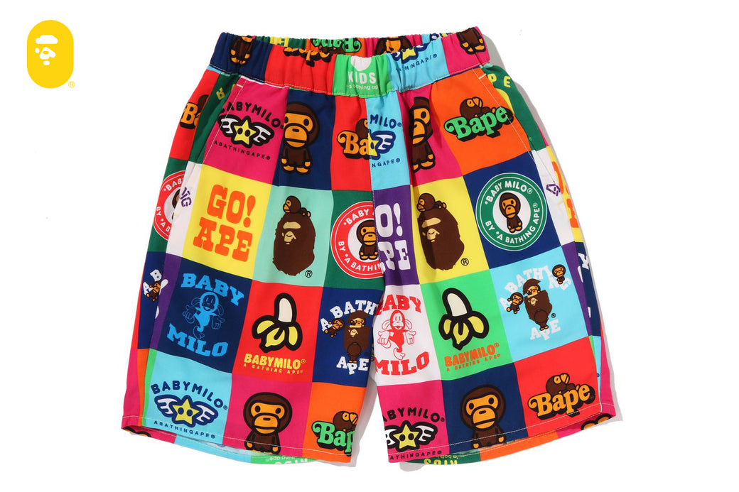 BABY MILO 星と猿柄 コットンショートパンツ M BABY MILO PATCHWORK SHORTS | bape.com
