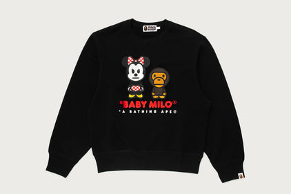 【 BAPE X DISNEY 】MINNIE MOUSE BABY MILO CREWNECK SWEATSHIRT
