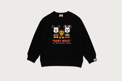 【 BAPE X DISNEY 】MICKEY MINNIE BABY MILO CREWNECK SWEATSHIRT