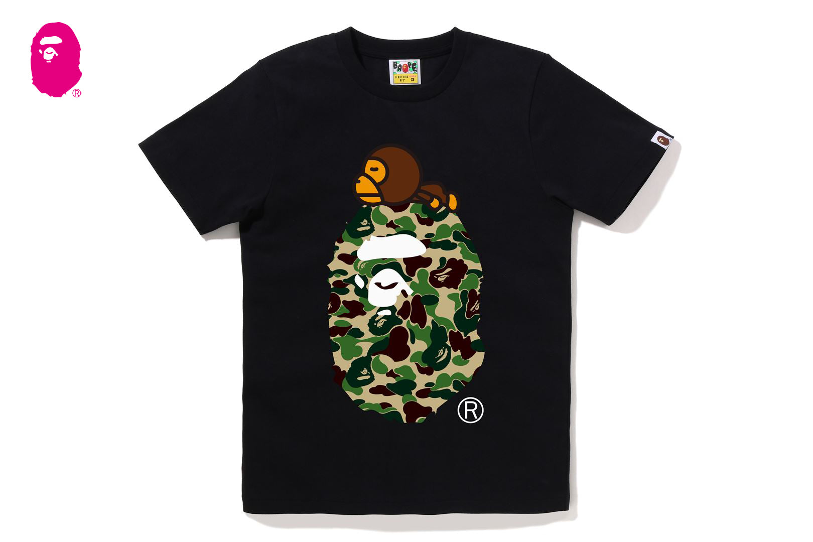 A Bathing Ape Men ABC Camo Milo On Big Ape Tee black pink