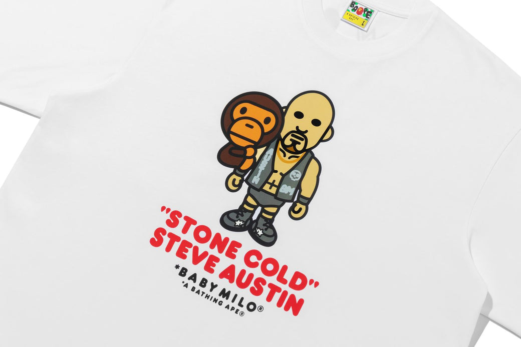 BAPE X WWE 】STONE COLD STEVE AUSTIN BABY MILO RELAXED FIT TEE