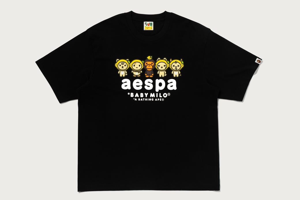 A BATHING APE x aespa BABY MILO Tシャツ BAPE X AESPA 】BABY MILO LEMONADE RELAXED FIT TEE | bape.com