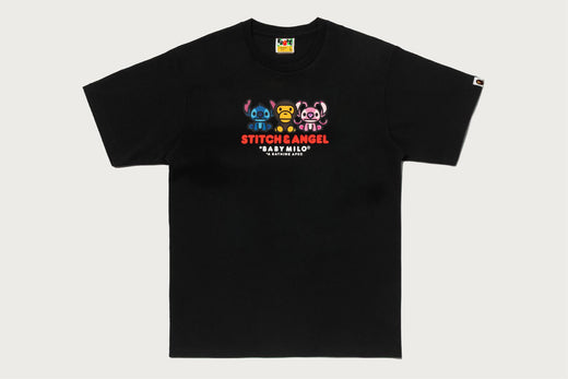 【BAPE X DISNEY】Tシャツ　黒　オンライン購入品 BAPE X DISNEY】 STITCH AND ANGEL BABY MILO TEE | bape.com