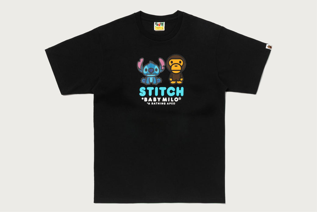 【BAPE X DISNEY】Tシャツ　黒　オンライン購入品 BAPE X DISNEY】 STITCH AND BABY MILO TEE | bape.com
