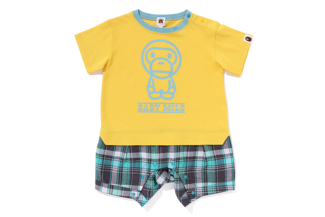 BABY MILO CHECK SHORTS LAYERED ROMPERS | bape.com