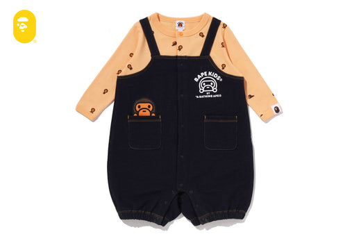 BABY MILO MONOGRAM SALOPETTE LAYERED ROMPERS