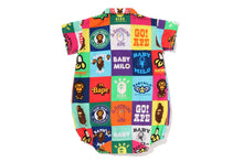 BABY MILO PATCHWORK OPEN COLLAR SHIRT ROMPERS