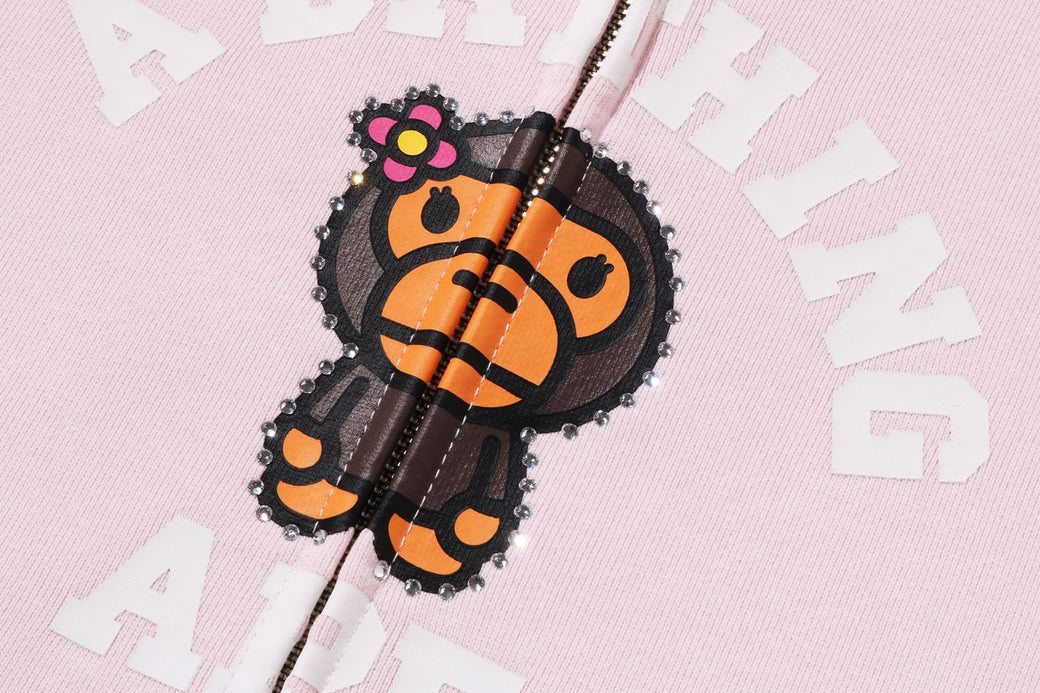 CYSTAL STONE COLLEGE BABY LISA OVERSIZED ZIP HOODIE | bape.com