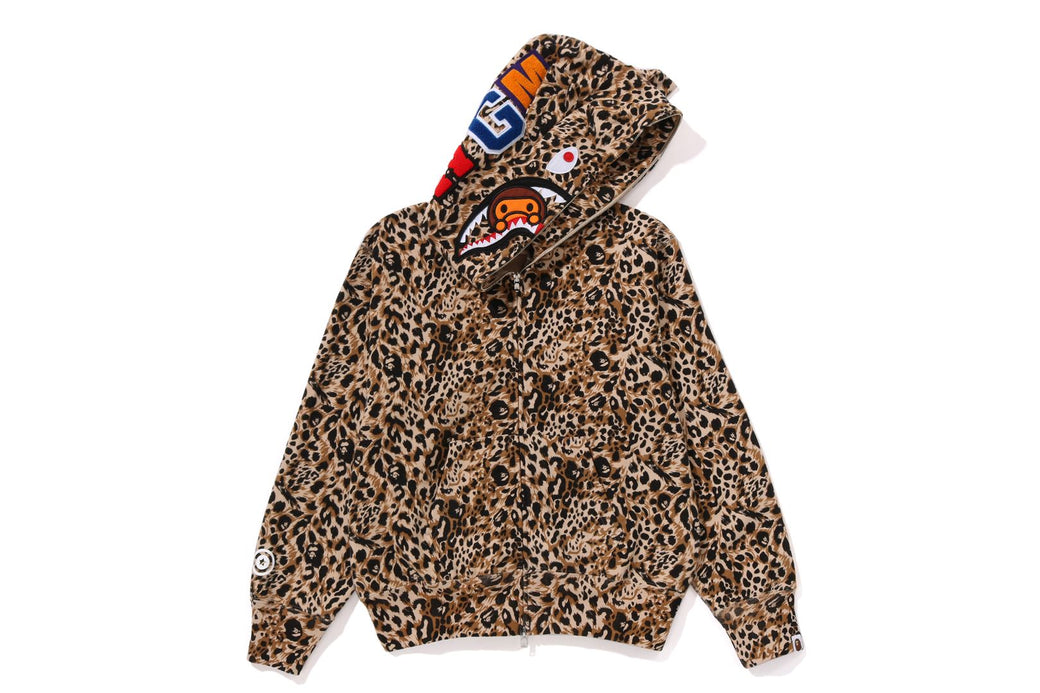 極少 BAPE WILD LEOPARD SHARK HOODIE PINK M A BATHING APE® Kids Wild Leopard Pattern Shark Zip Hoodie