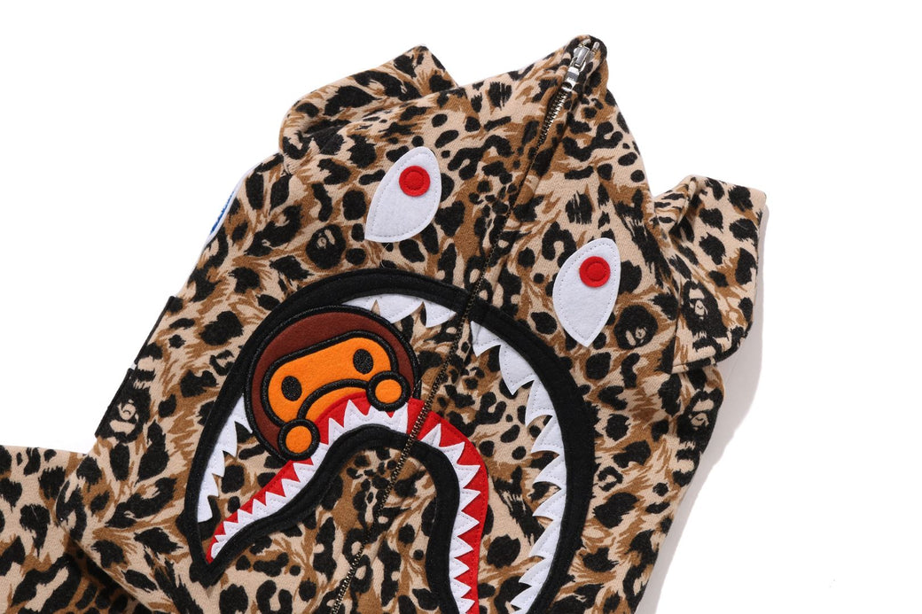 トップス BAPE LEOPARD PATTERN MILO SHARK HOODIE WILD LEOPARD PATTERN MILO SHARK FULL ZIP HOODIE | bape.com