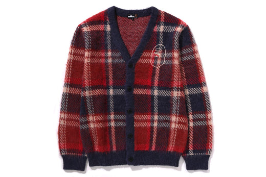 MR.BATHING APE MOHAIR CHECK JACQUARD CARDIGAN